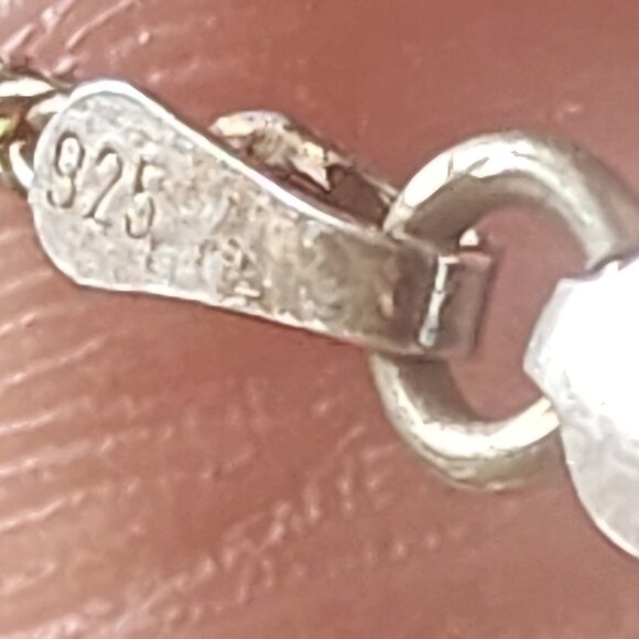 7  1/2 inches chain necklace 925 silver, black  cabochon round stone - Picture 4 of 6